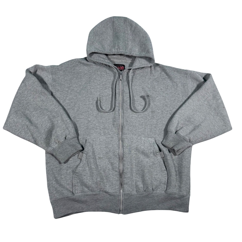 Cargo Heather Grey Full Zip Hoodie Sweatshirt Mens 2XL Acrylic Athletic Apparel